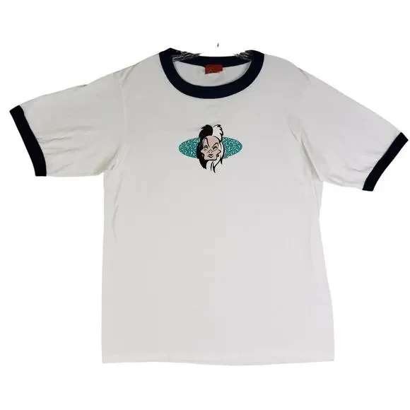 Vintage Disney 101 Dalmatians Cruella De Vil Villains Tee Shirt Size M/L Y2K - Picture 2 of 8